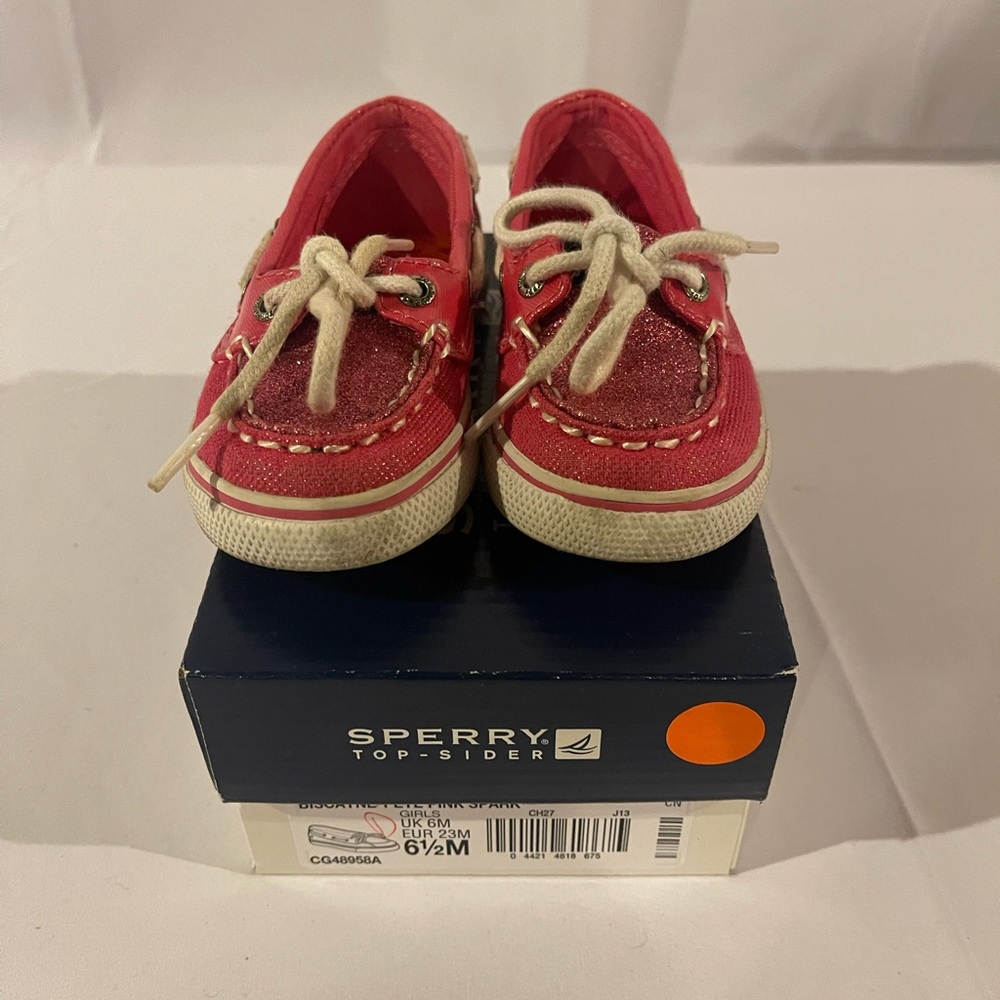 Sperry Top-Sider Biscayne 1 Eye Toddler Moc Toe Canvas Pink Boat Shoe  Size 6.5M - Picture 7 of 8